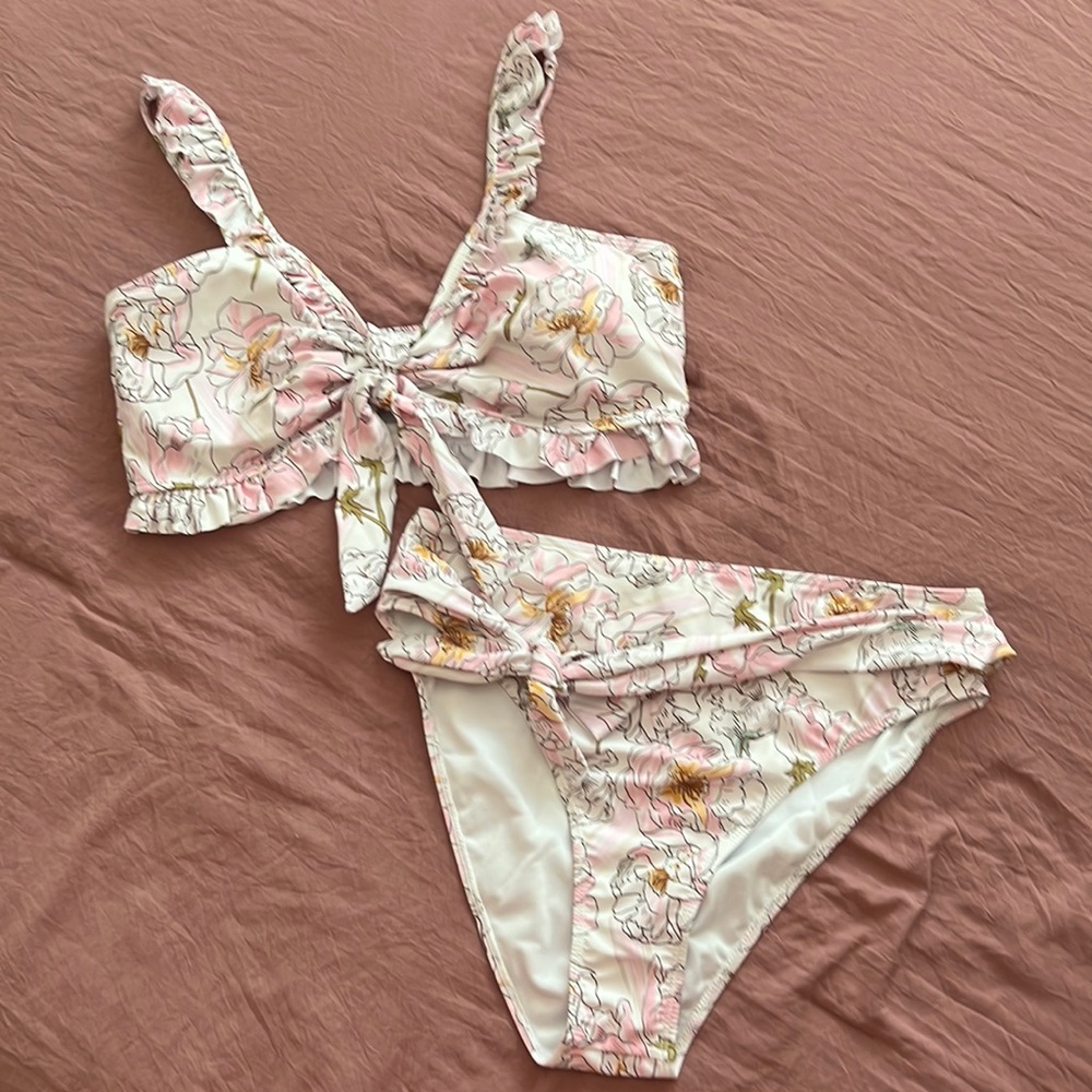 White Floral Bikini